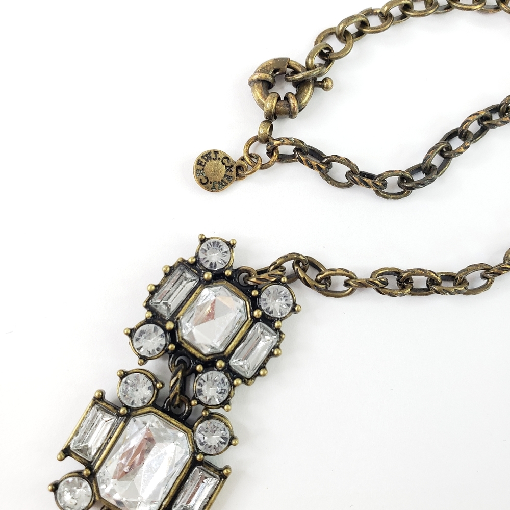 J. Crew Gold Tone Rhinestone Statement Necklace - Picture 6 of 8